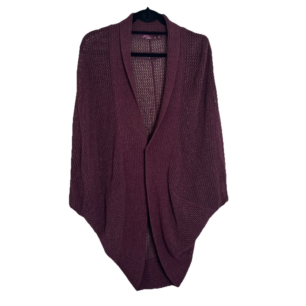 Prana Lima Cardigan Burgundy Red Open Knit Outdoor Lightweight Woman's Size‎ XL